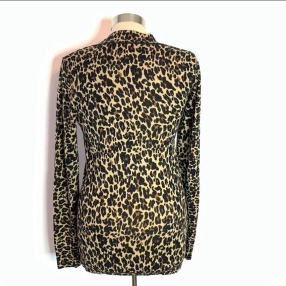 Tory Burch merino wool leopard print v-neck sweater Sz S - Picture 3 of 6